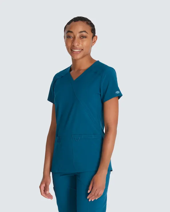 Dickies Essentials Mock Wrap Top DKE625 Caribbean Blue