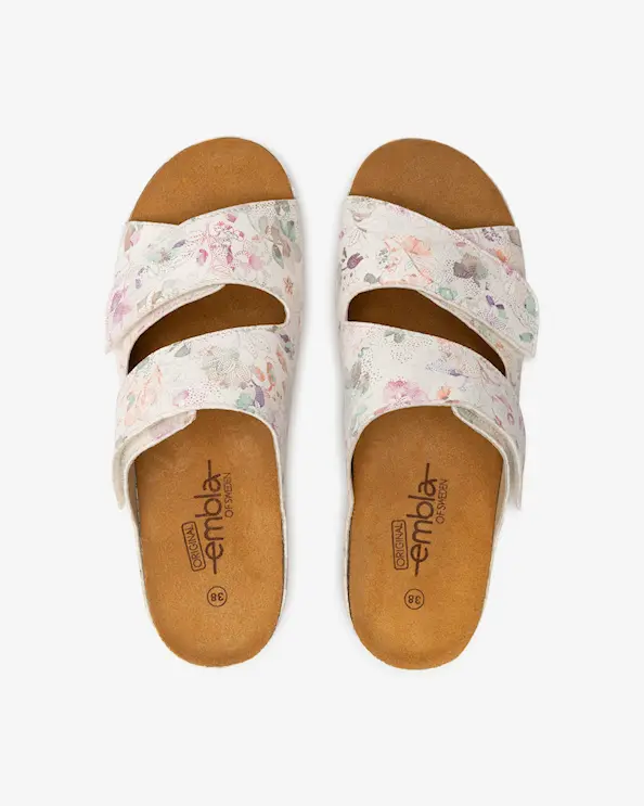 Embla 2303 Ergoflex Sandal Blommig, Vit Sula