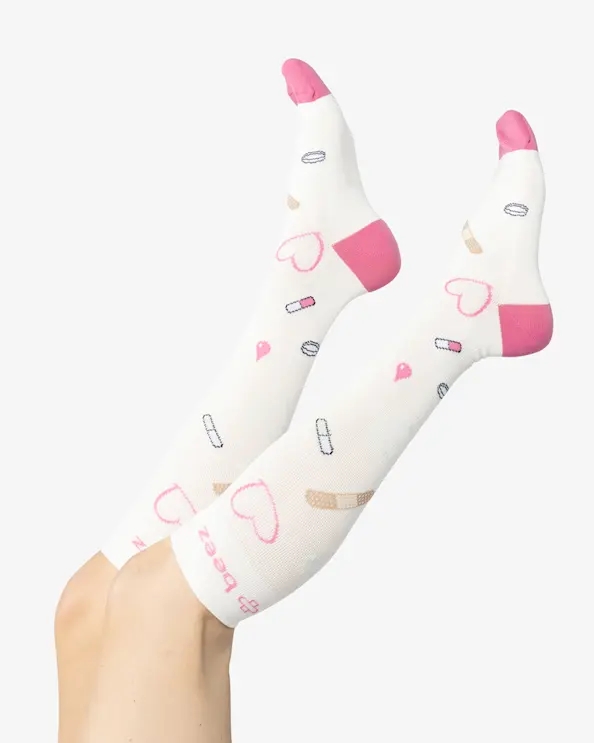 Beez Kompressionsstrümpfe Elin Medical Weiß/Rosa