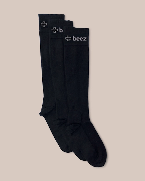 Beez Stödstrumpor Bred Vad Svart 3-pack