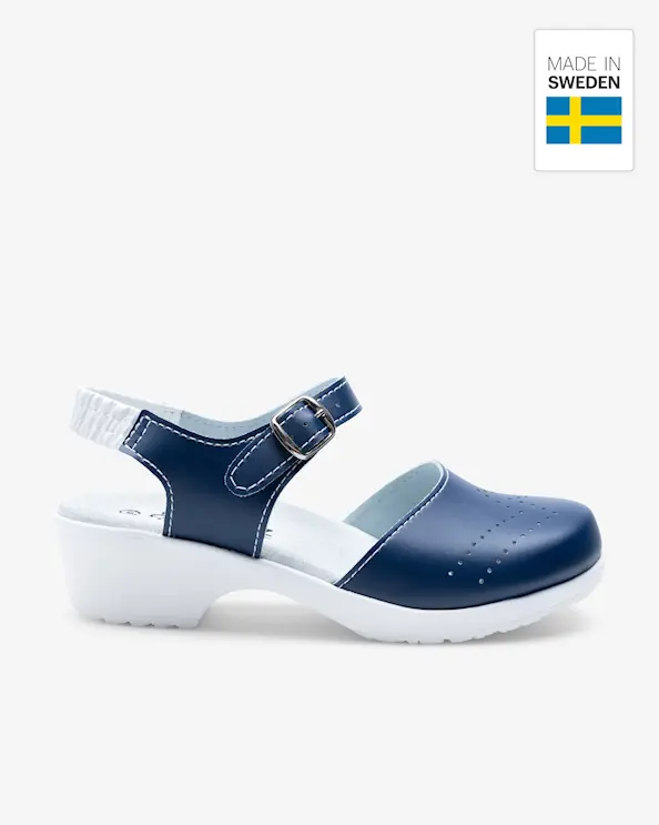 Beez Zeitloser Clogs mit Holzsohle Dunkelblau