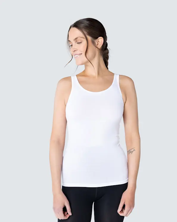 Top Bambus Brede Skulderstropper Hvid