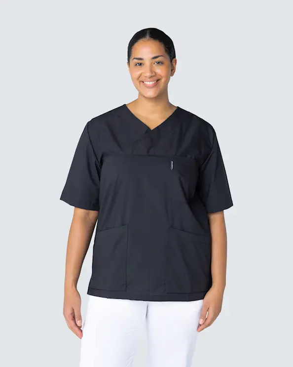 Almedahls Sort Bluse med v-hals Unisex