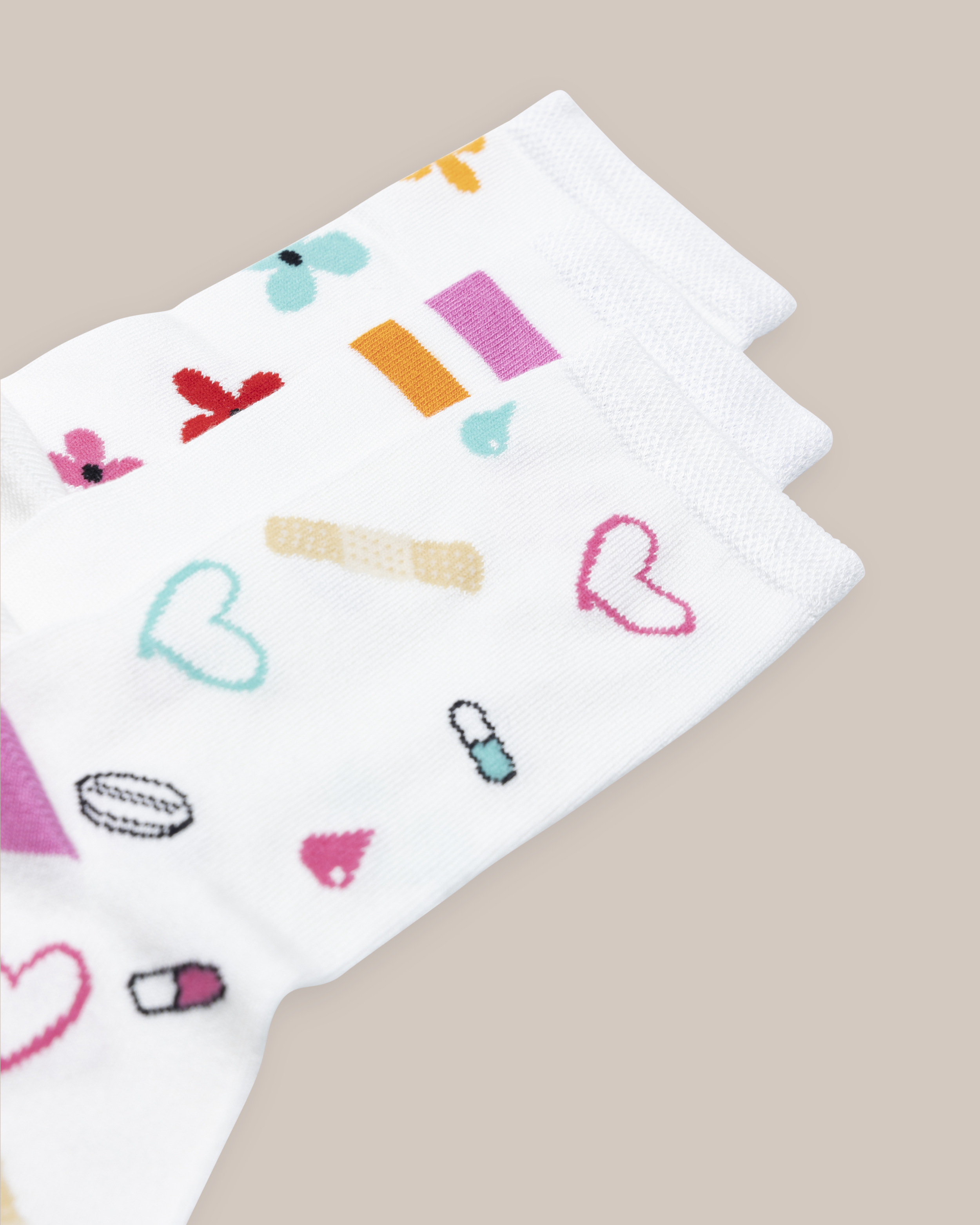 Beez Bambussokk Medi 3-pakning flerfarget