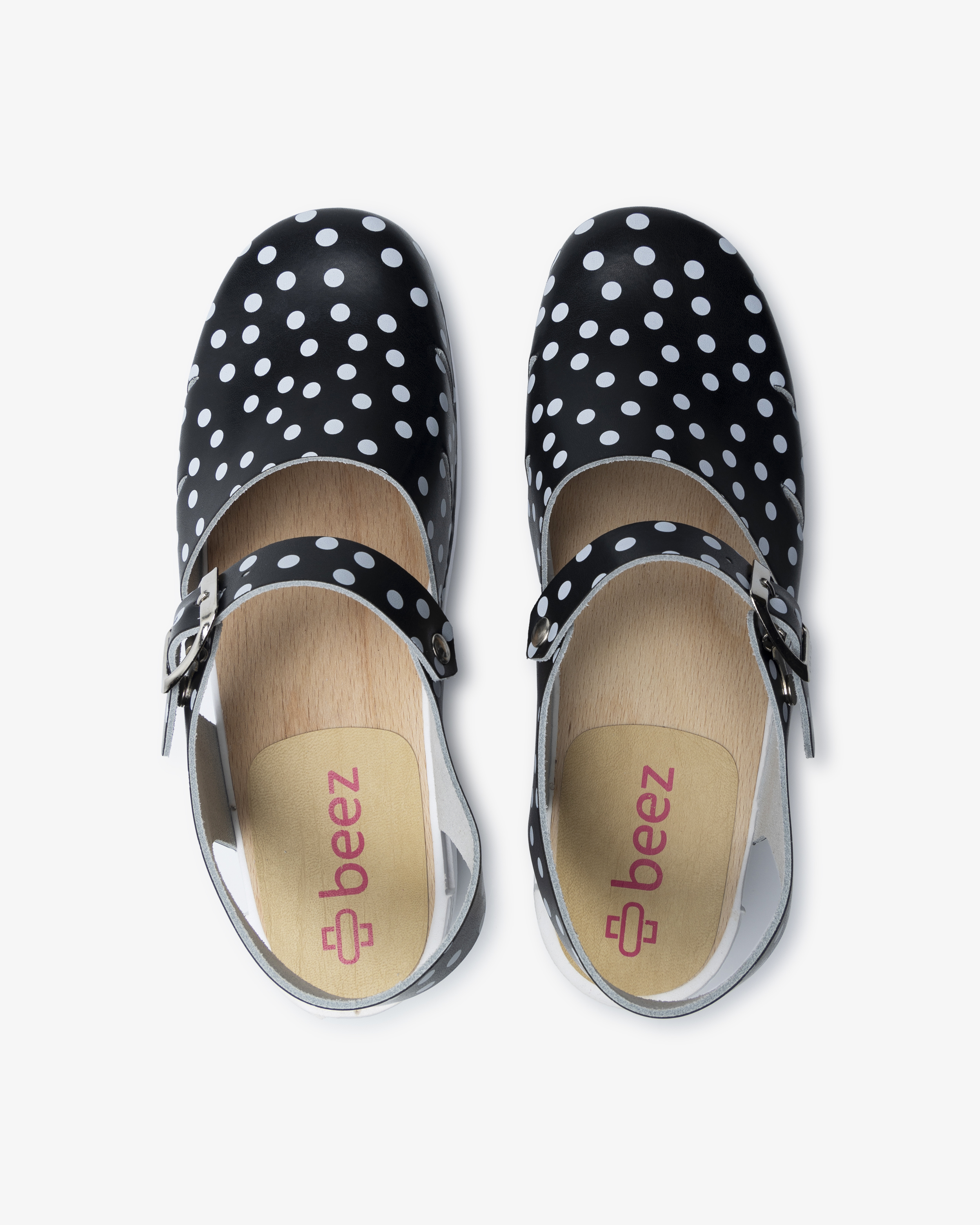 Beez Très Chic Arbetssko Svart/Vitprickig