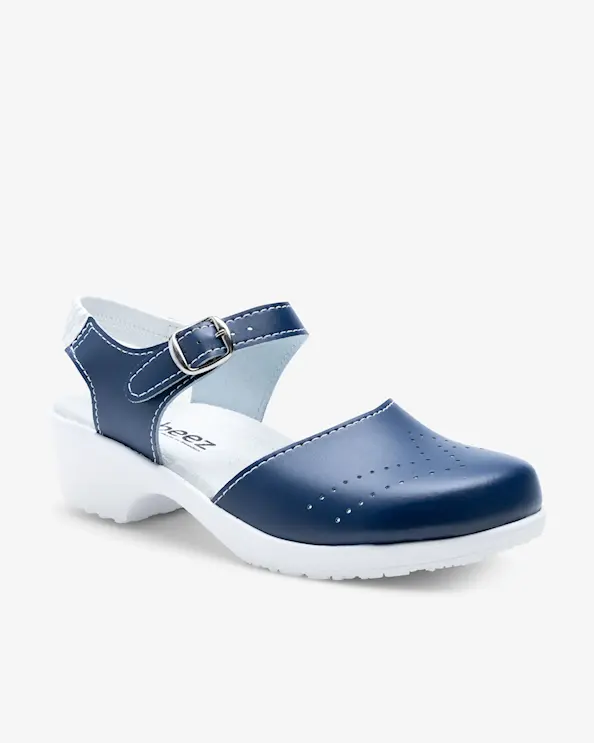 Beez Zeitloser Clogs mit Holzsohle Dunkelblau