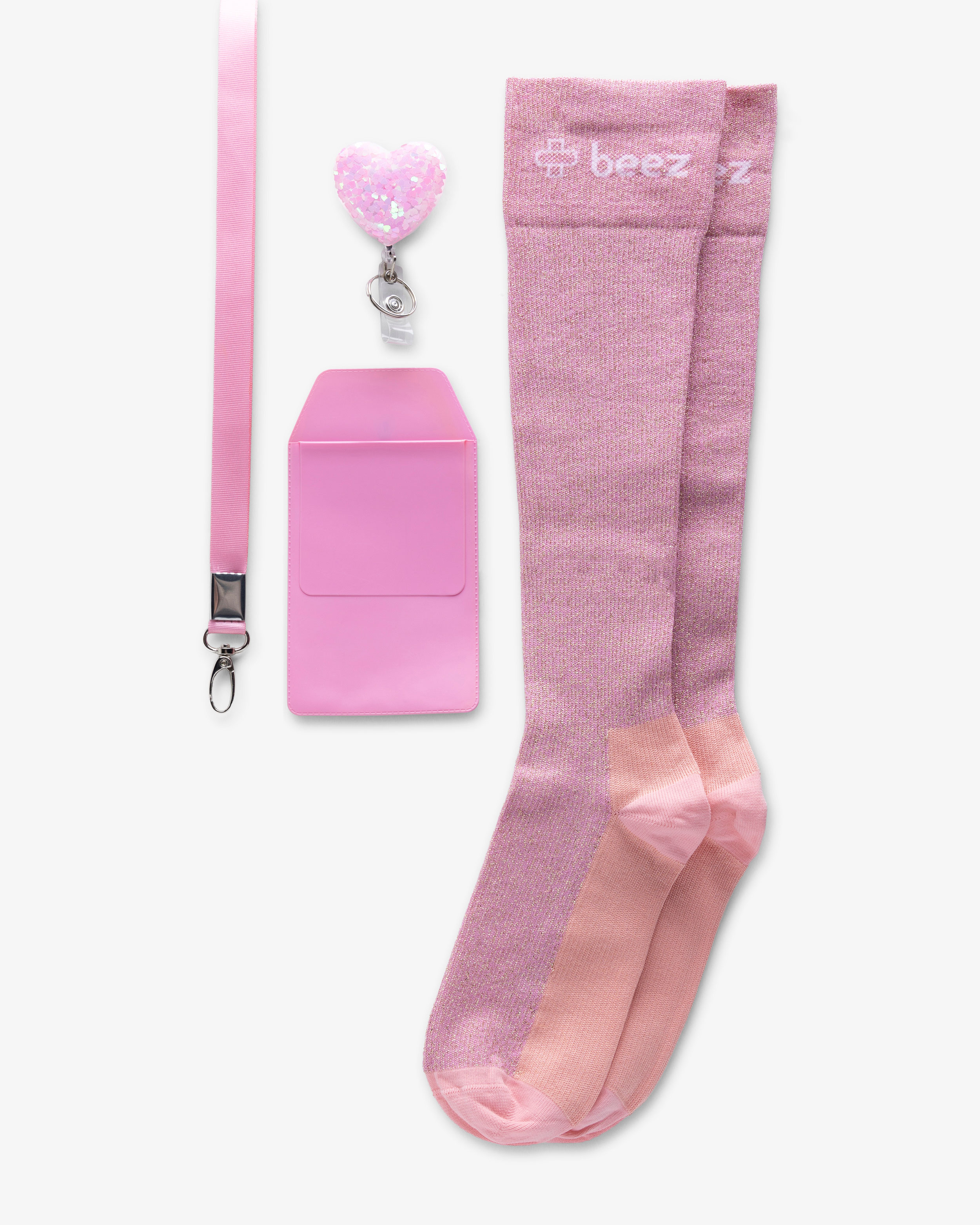 Stödstrumpor Kit Glitter Rosa