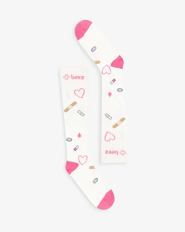 Beez Kompressionsstrümpfe Elin Medical Weiß/Rosa
