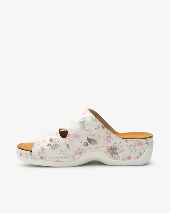 Embla 2303 Ergoflex Sandal Blommig, Vit Sula