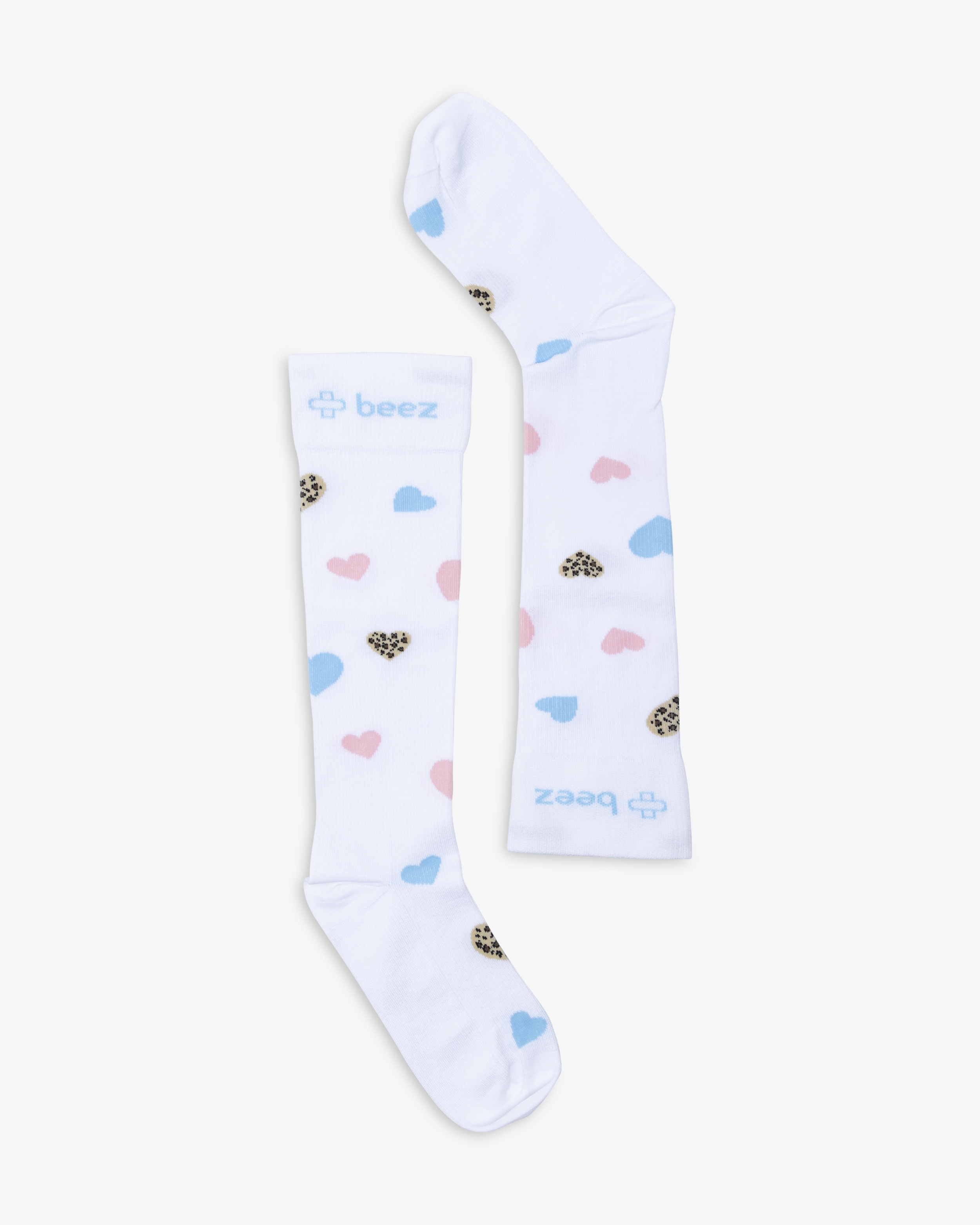 Beez Stödstrumpa Bred vad Hjerta Vit