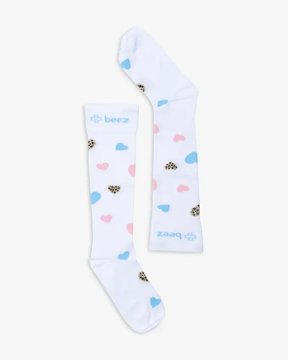 Beez Stödstrumpa Bred vad Hjerta Vit