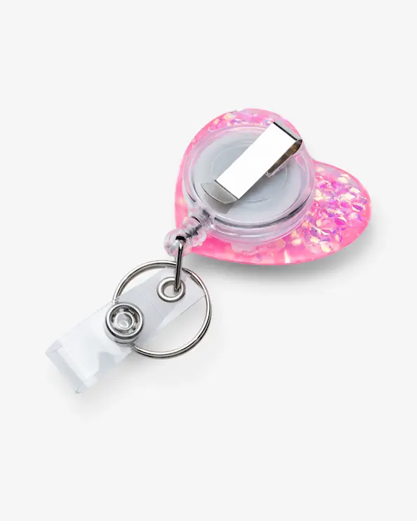 Jojo-Kartenhalter Glitzerherz Dunkelrosa