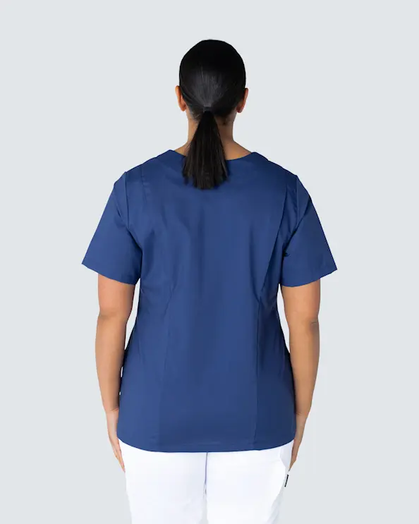 Almedahls Marine/Hvit V-bluse Dame