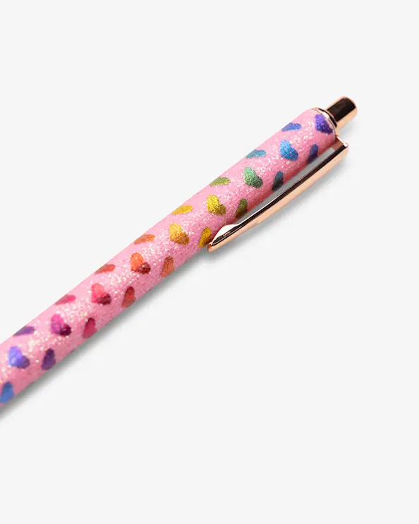 Kugelschreiber Glitzerherz Himbeerrosa