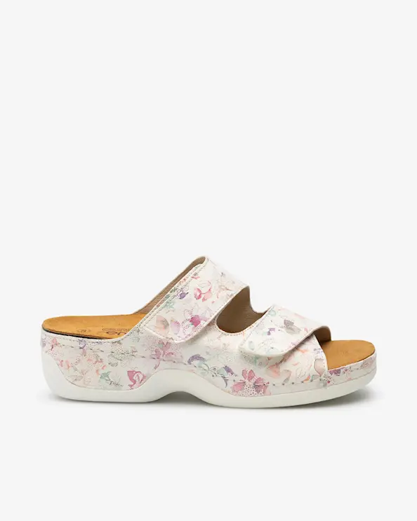 Embla 2303 Ergoflex Sandal Blommig, Vit Sula