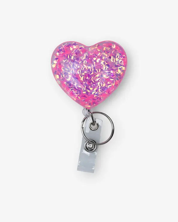 Jojo-Kartenhalter Glitzerherz Dunkelrosa