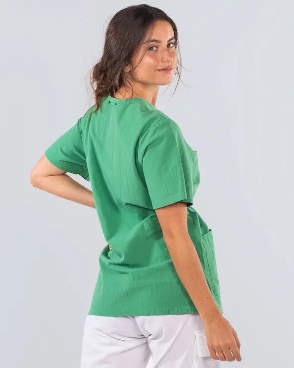 South West Cotton Crinkle GOTS Ebbe Grøn Bluse Unisex