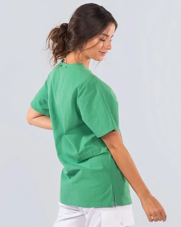 South West Cotton Crinkle GOTS Ebbe Grøn Bluse Unisex