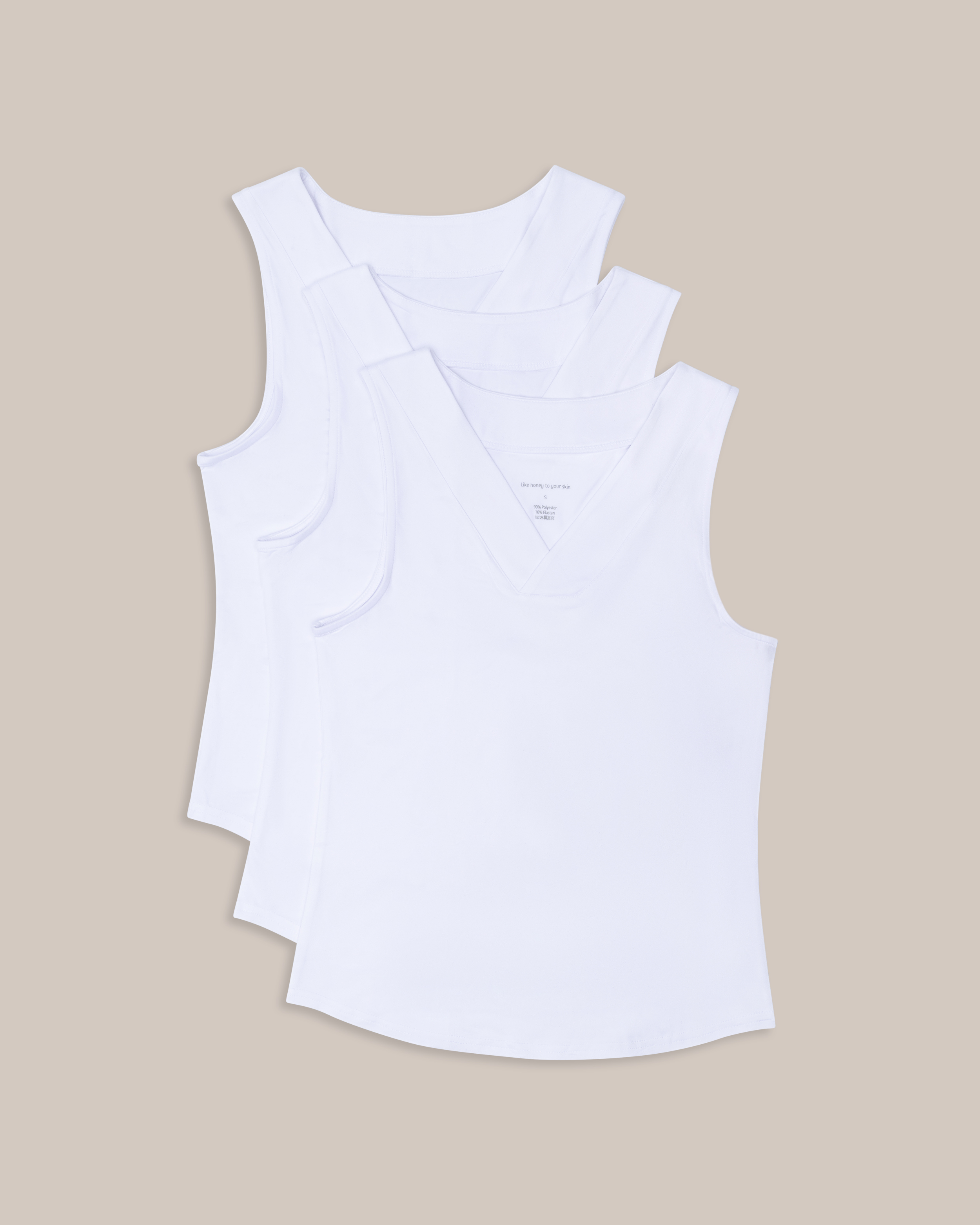 Beez Singlet V-hals Hvit 3-pakning