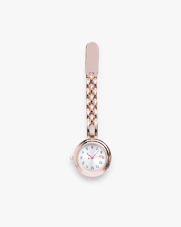 Schwesternuhr Classic Schmales Glied Clip Rosé