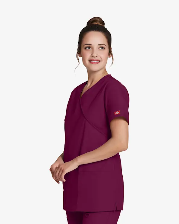 Dickies Signature Mock Wrap Top DKE632 Vinrød