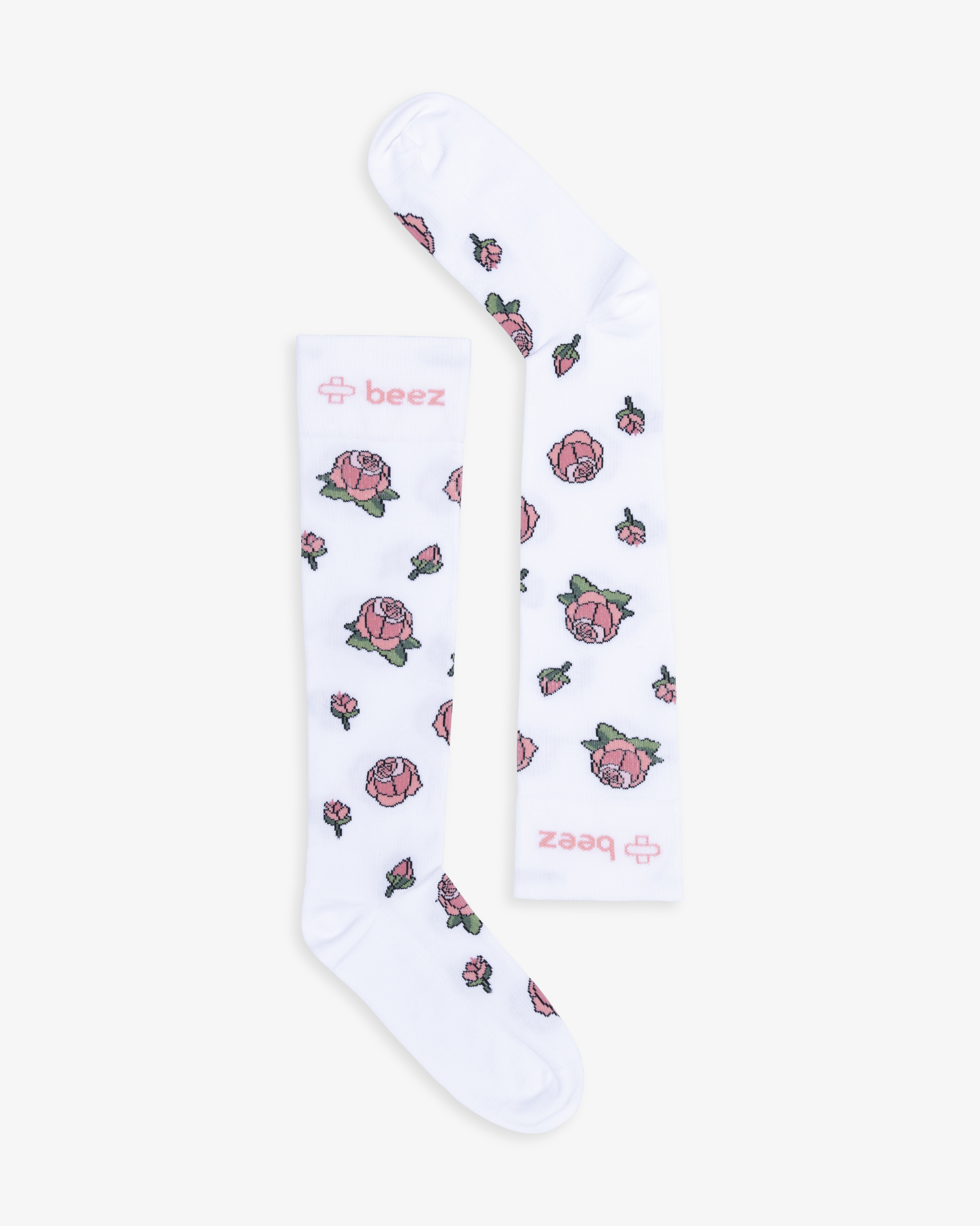 Beez Stödstrumpa Rosy Bred vad Vit