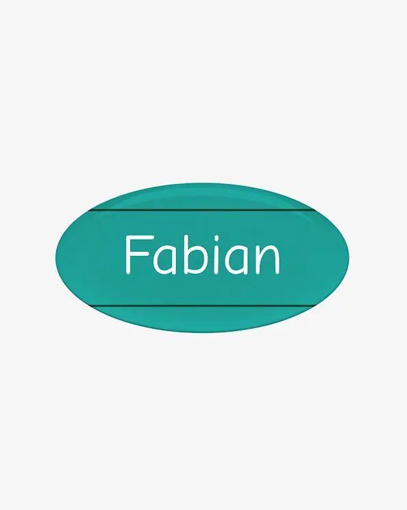 Namensschild oval mit Magnetverschluss Green Stripes