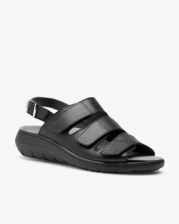 2246 - Embla Ergoflex Damesandal med indvendig elastik 3-rem/hælrem Sort