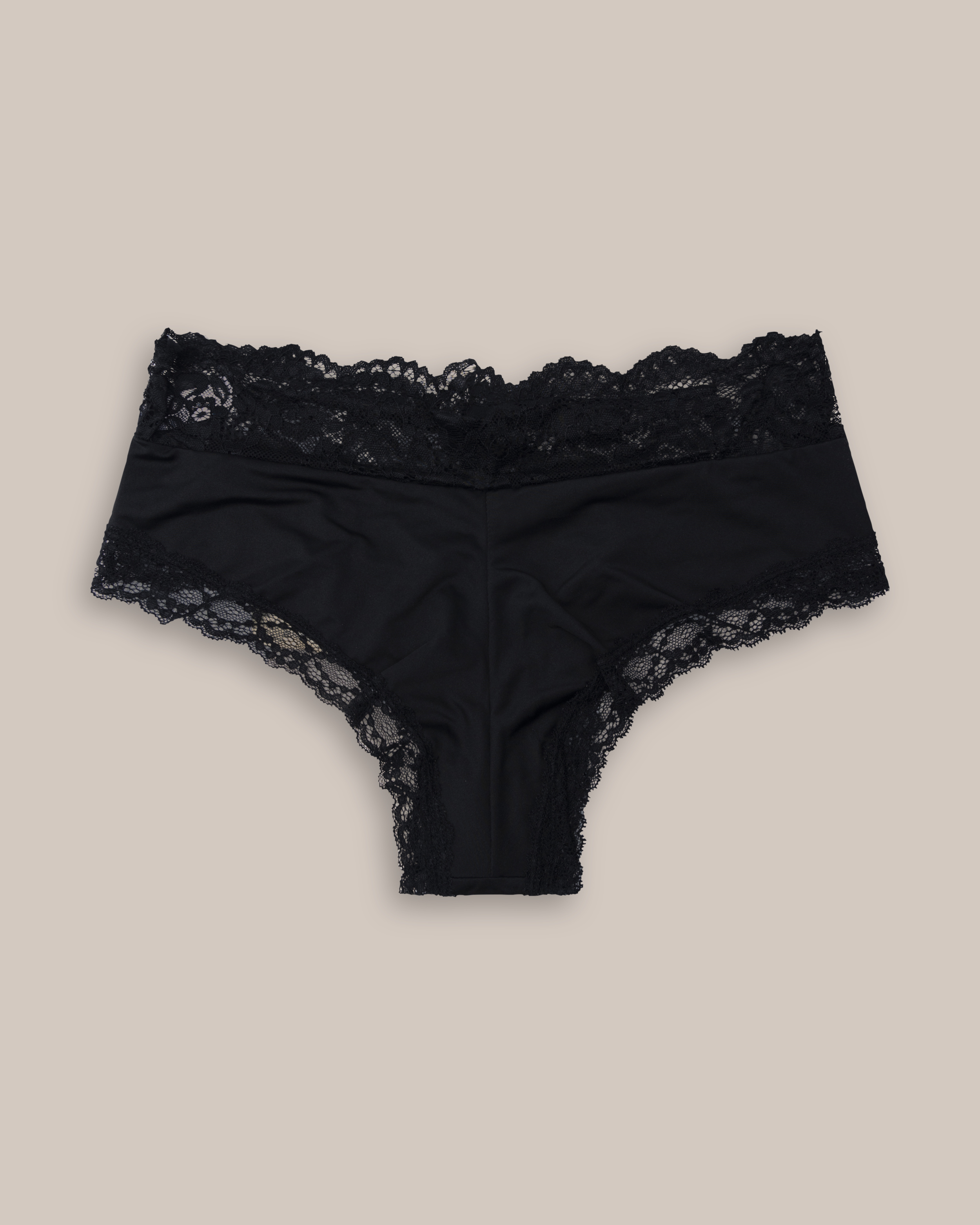 Brasiliansk trusse Greta med blonder sort Sort