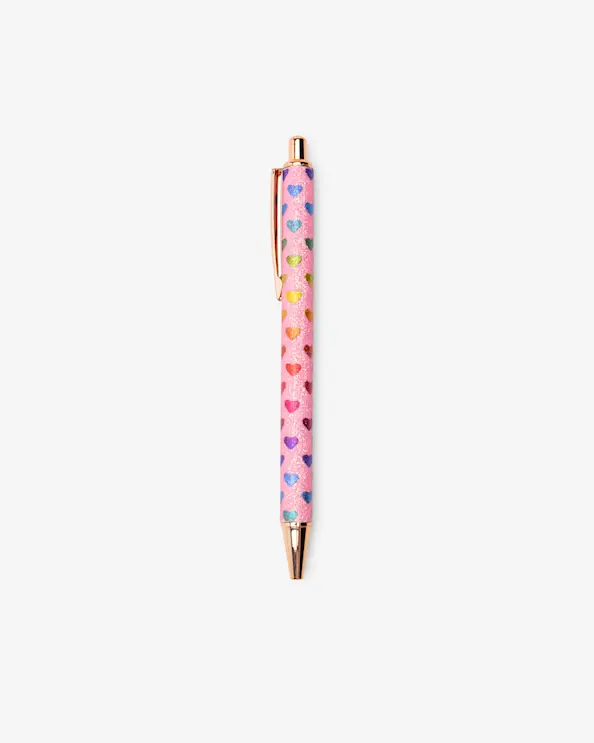 Kugelschreiber Glitzerherz Himbeerrosa