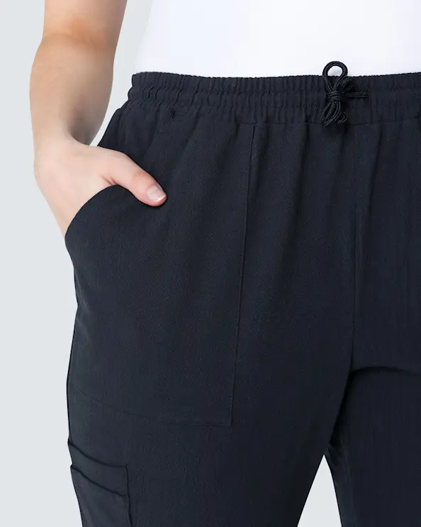 Hejco Crinkle Drew Svart Byxa Unisex