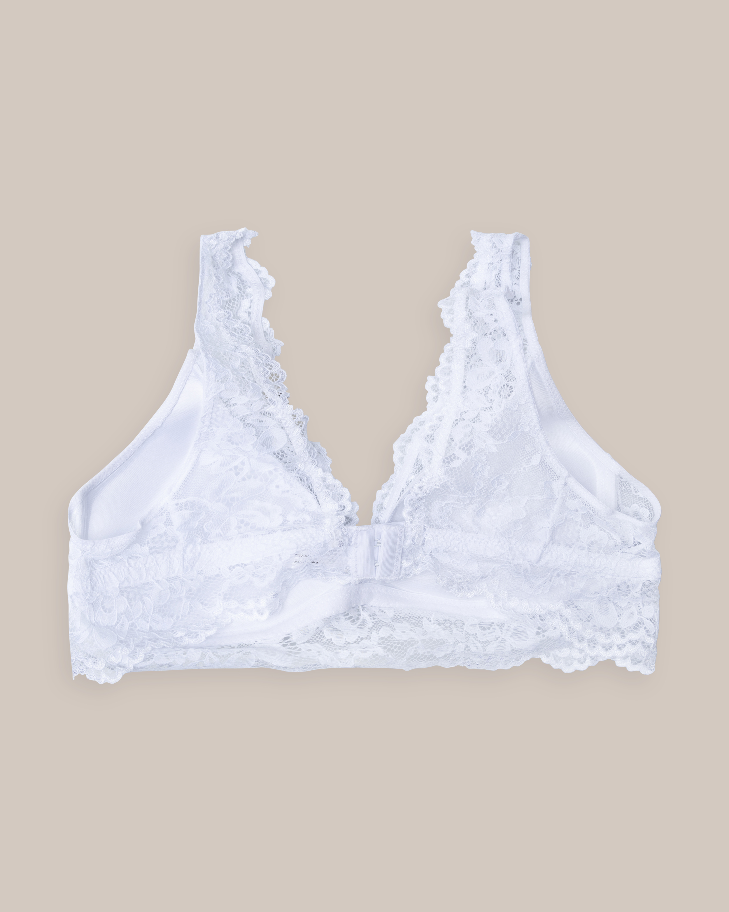 Kaarituettomat mustat Greta-rintaliivit pitsillä Valkoinen