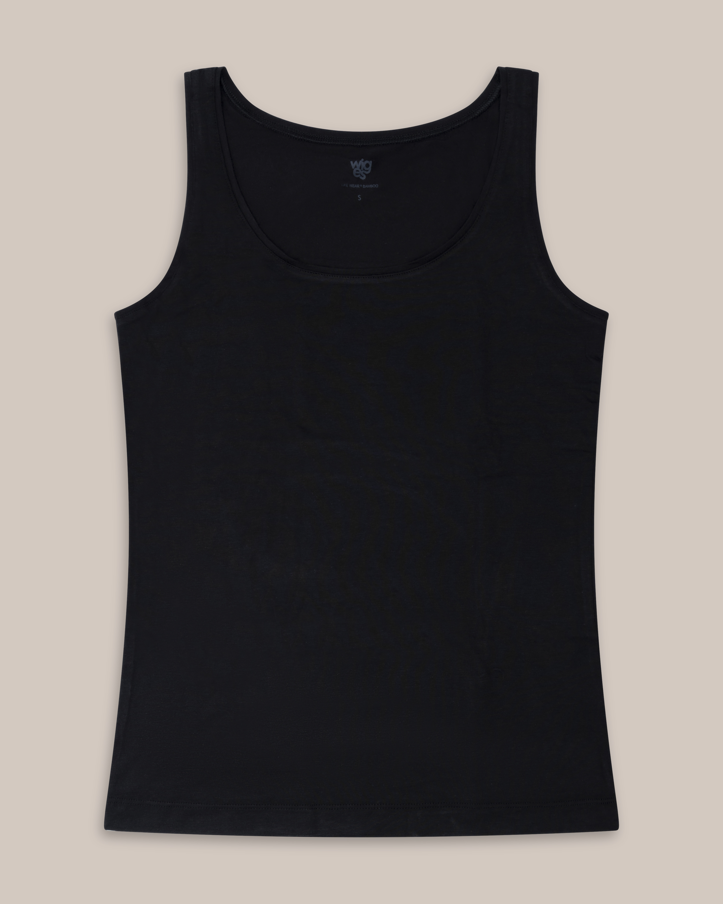 Singlet Ellen Bambus Brede Skulderstropper Sort