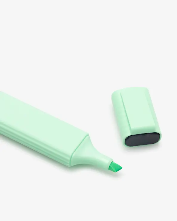 Kirkkaanvihreä korostuskynä, jossa on useita eri sävyjä  Vihreä