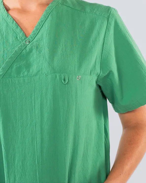 South West Cotton Crinkle GOTS Ebbe Grøn Bluse Unisex