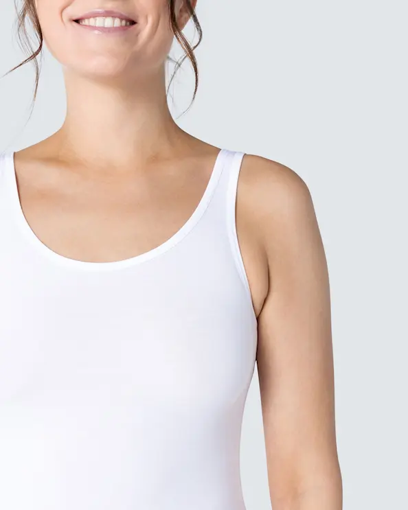 Top Bambus Brede Skulderstropper Hvid