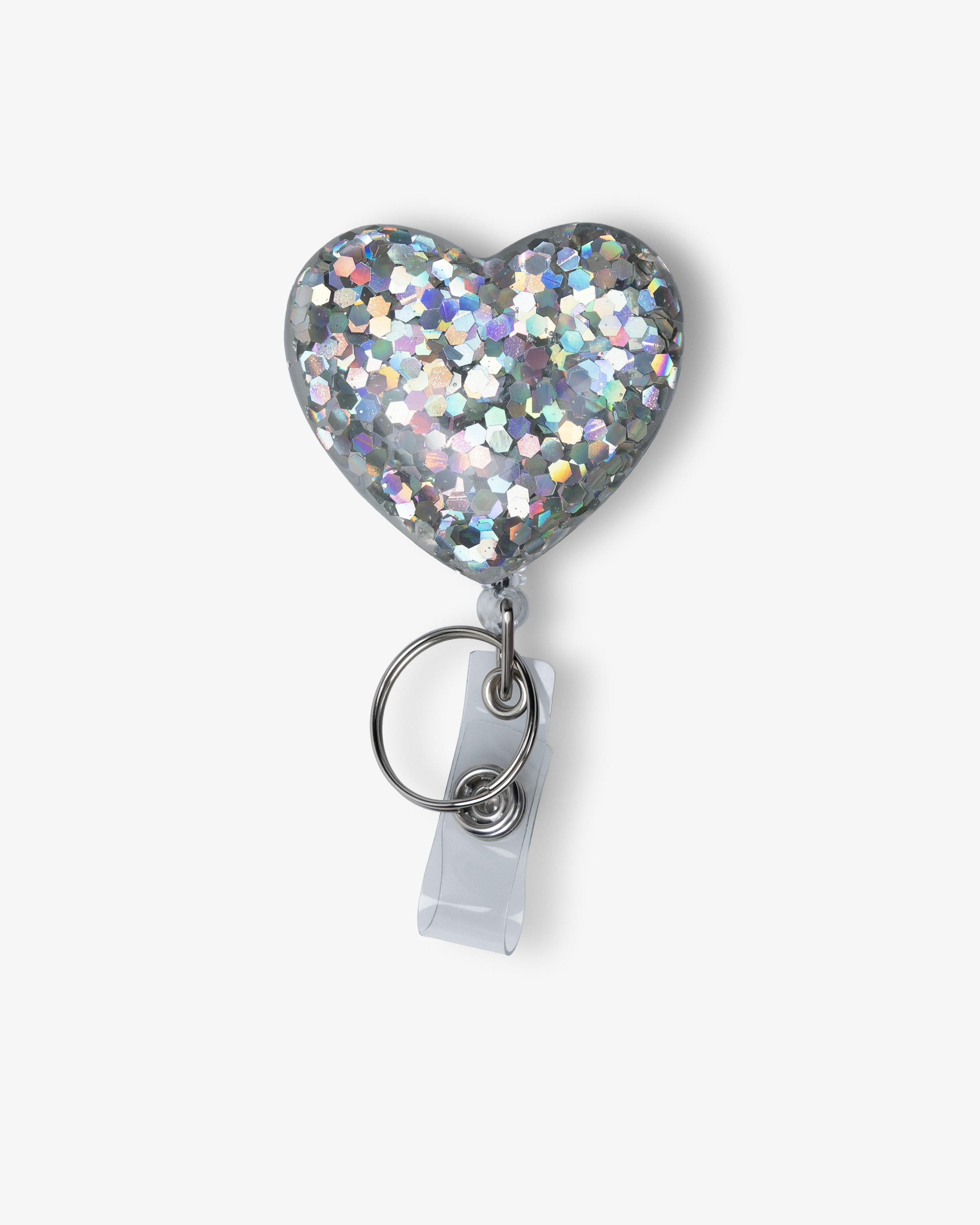 Jojo-Kartenhalter Glitzerherz Silber