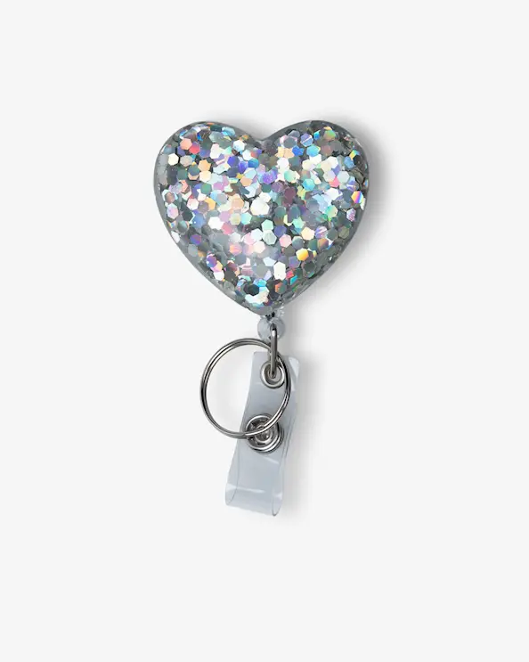 Jojo-Kartenhalter Glitzerherz Silber