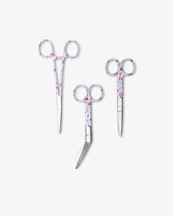 Sakser 3-pack Mønstret Medical Hvit/Rød