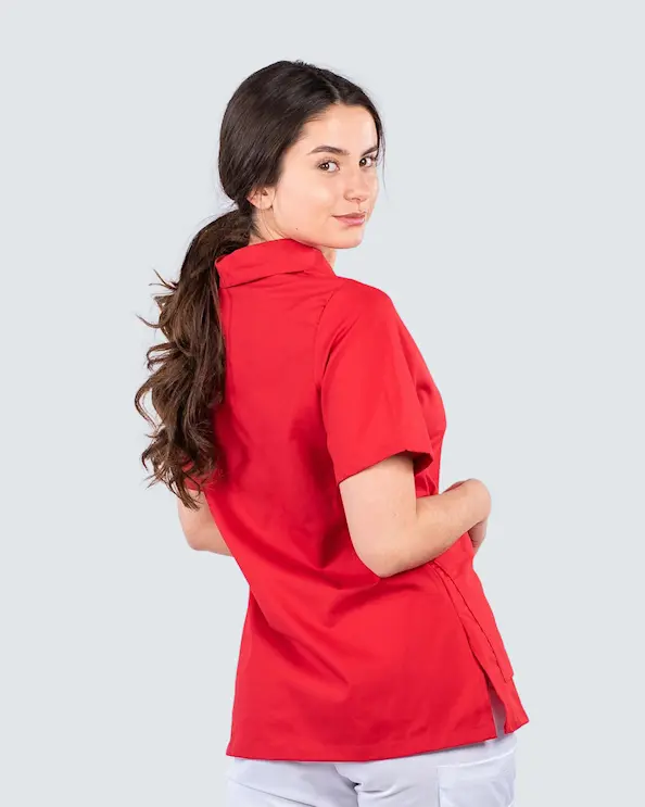 Almedahls Rød Bluse med Krage Dame