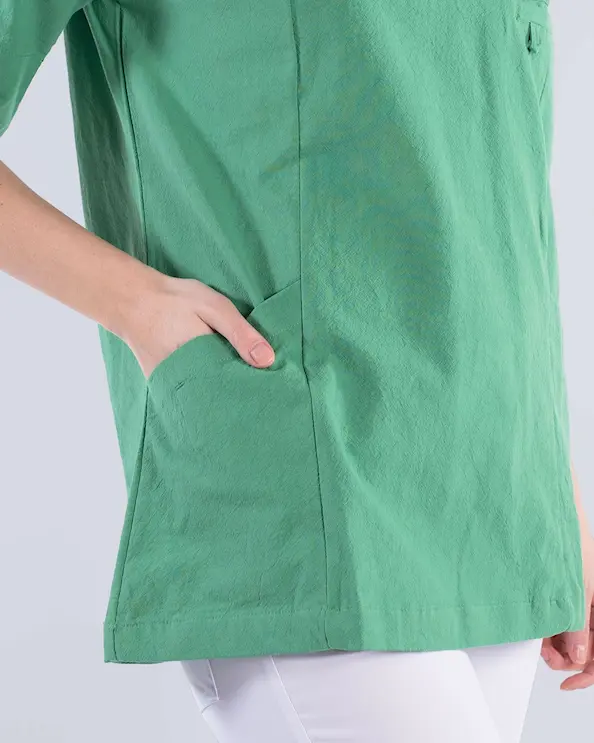South West Cotton Crinkle GOTS Elin Grøn Tunika Dame
