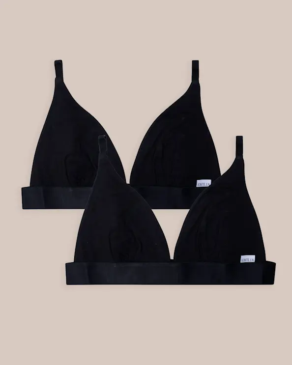 Triangel-BH Ellen Bambus Schwarz 2-Packung