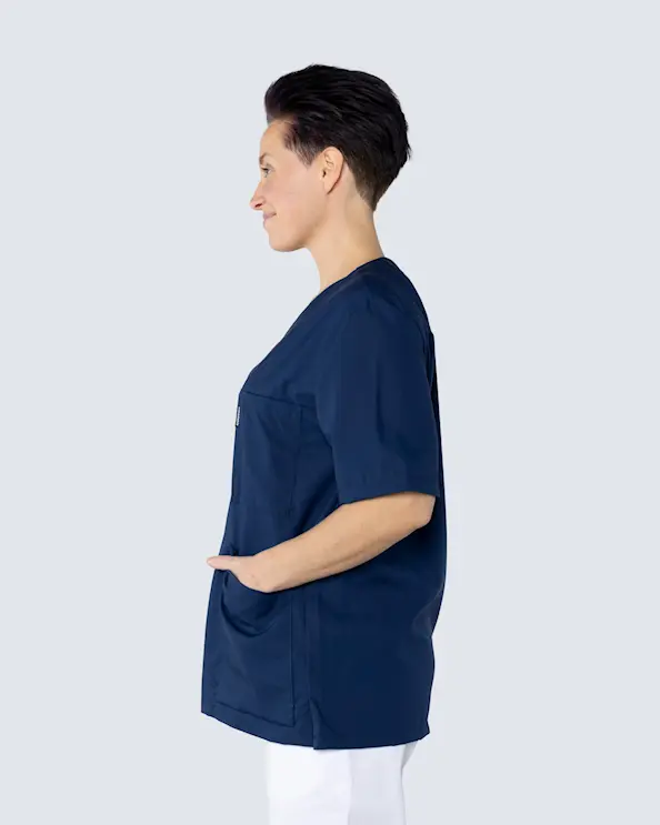 V-bluse Unisex Tencel Marine