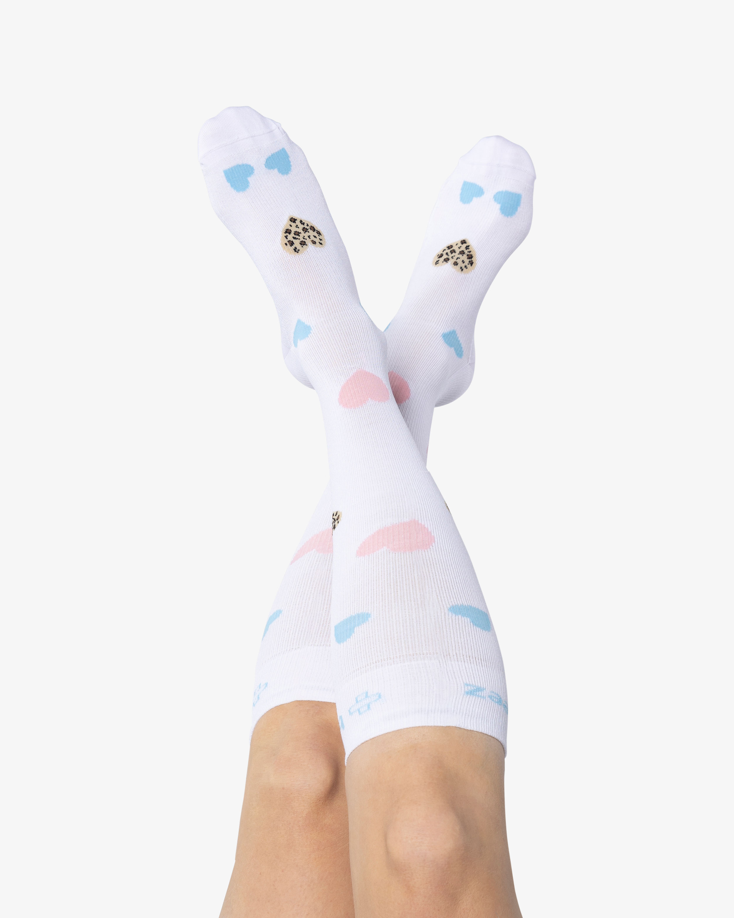 Beez Stödstrumpa Bred vad Hjerta Vit