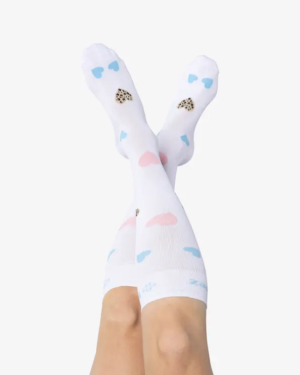 Beez Stödstrumpa Bred vad Hjerta Vit