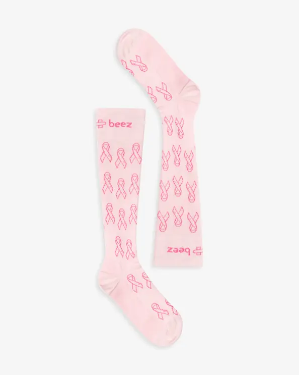 Beez Stödstrumpa Rosa Bandet Ljusrosa