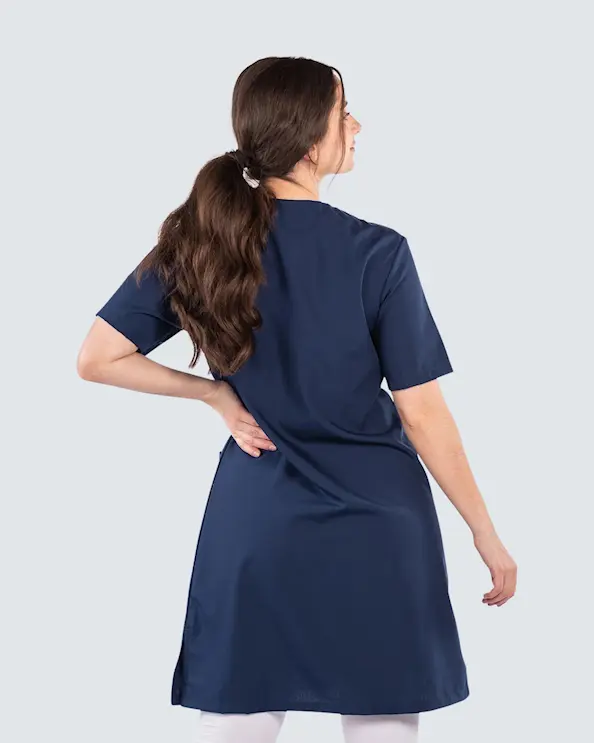 Almedahls Marin/Vit Klänning Tencel