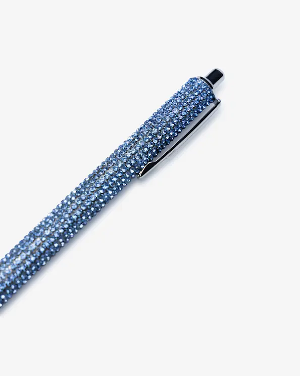 Penn med glittersteiner Blå
