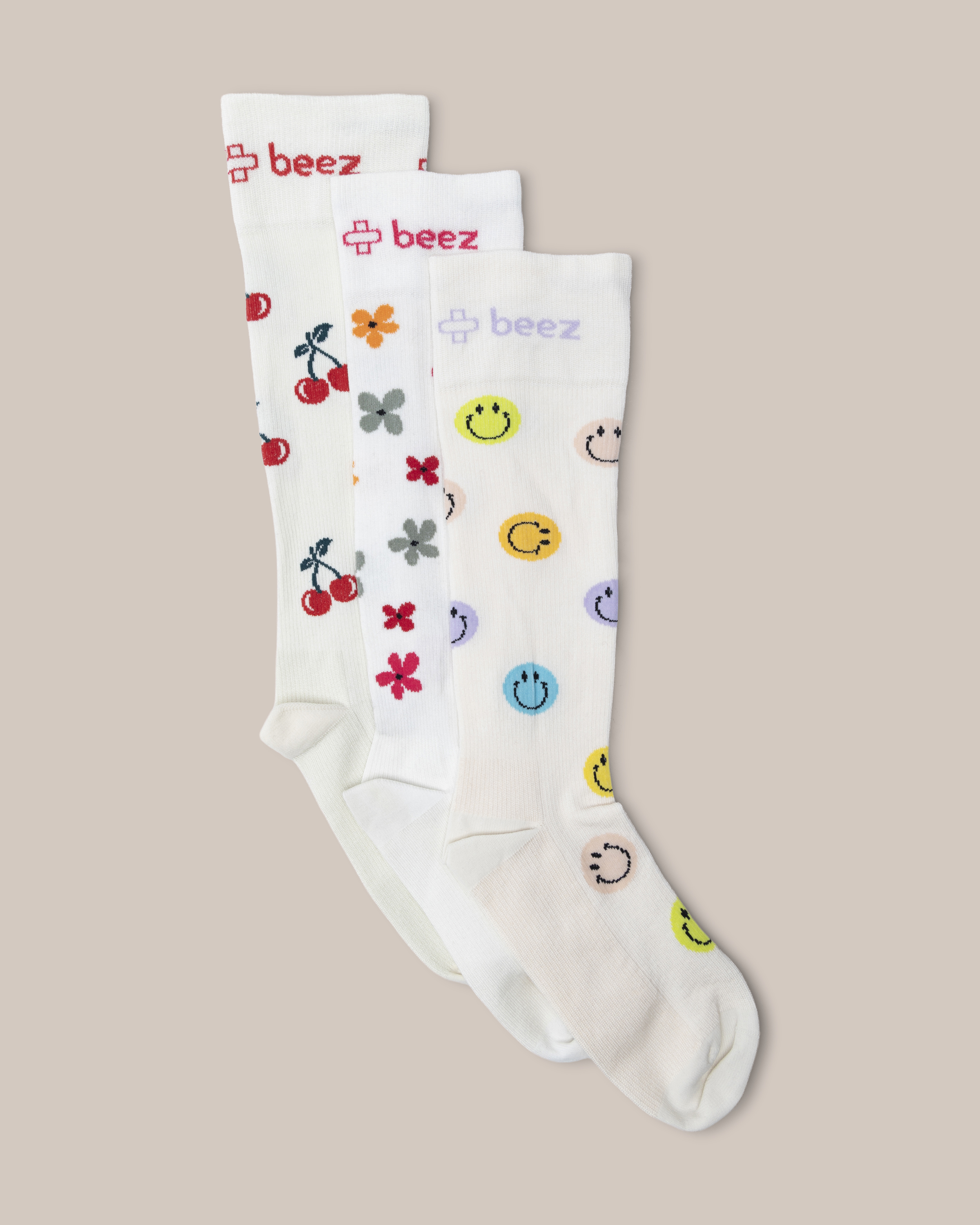 Stödstrumpor Bred Vad Mönstermix 3-pack