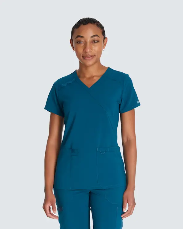 Dickies Essentials Mock Wrap Top DKE625 Caribbean Blue